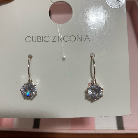NWT- Forever 21- rise and shine- round drop earrings - clear/silver - Picture 1 of 5